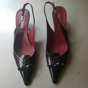 PRADA two-tone slingback kitten heels size 35.5